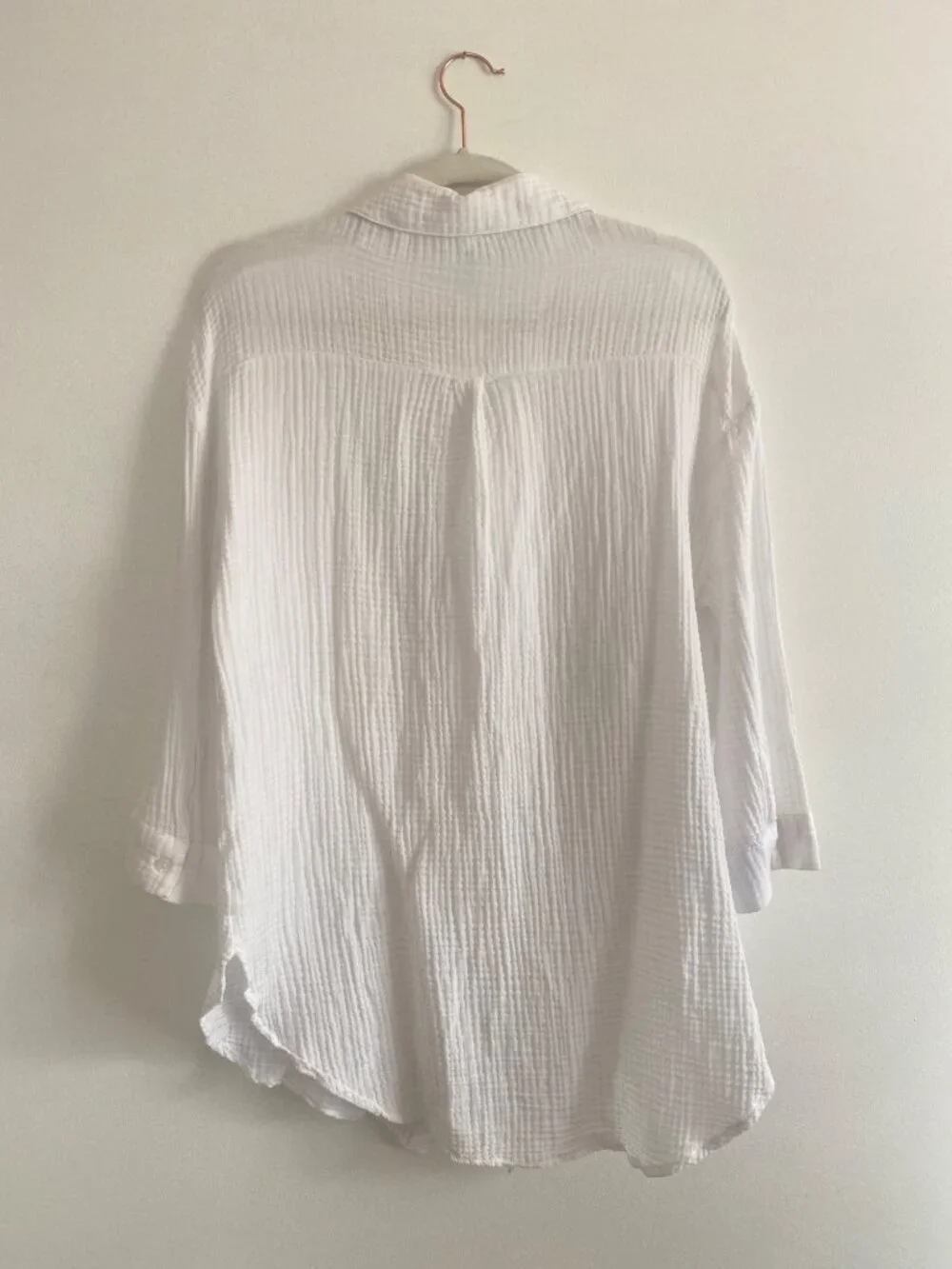 Kona Sol White Gauze Button-Up Shirt Size S Lightweight Cotton Long Sleeve - Picture 6 of 6